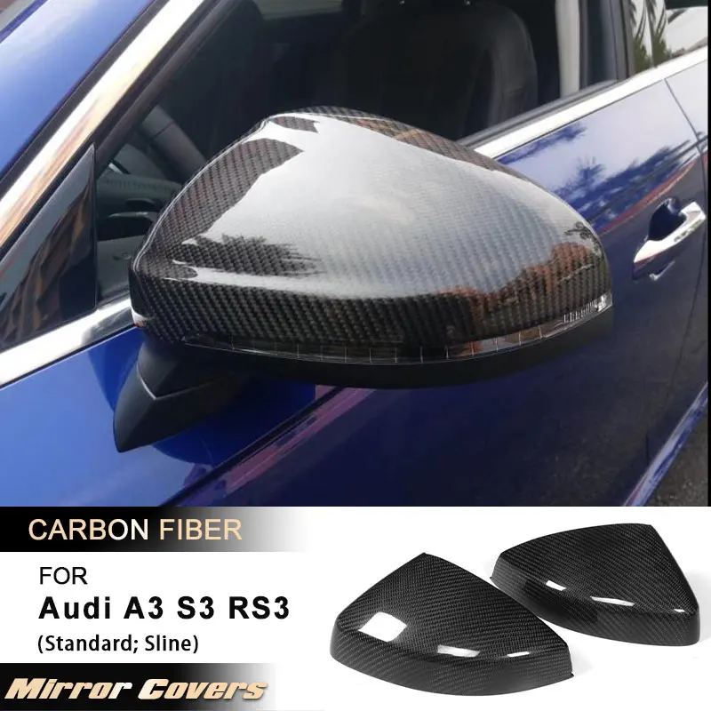 Kryty spätného zrkadla pre Audi A3 Standard Sline S3 RS3 8V 14-16 Hatchback Sedan Sedan Coupe Vymeňte bočné zrkadlové uzávery uhlíkové vlákno