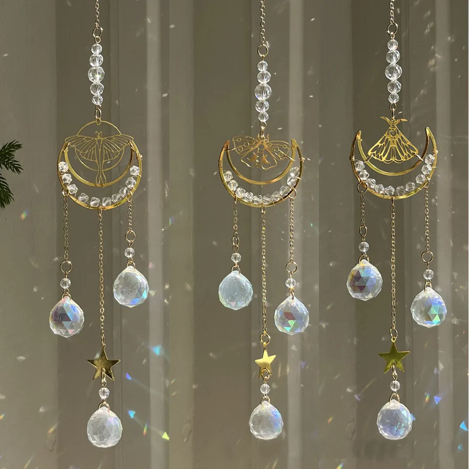 Kryštály Suncatcher Butterfly Sun Catchers Farebné krištáľové lustrové prívesky na stenu zavesenie okna Prism OrName