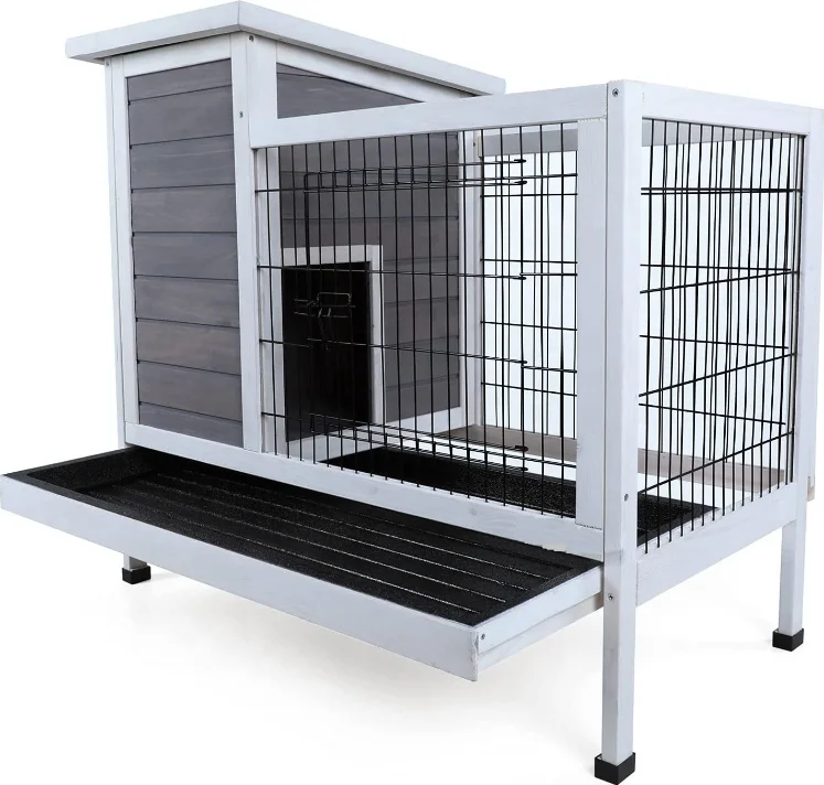Králiková hutch Indoor Bunny Cage Outdoor Rabbit House Bunny Hutch s hlbším priepasným plastovým podnosom