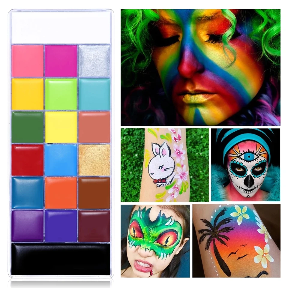 Krása 20 farby tváre maľba tela paleta bezpečné párty make -up helloween festival oči tvár make -maľba tváre maľovanie na maľovanie oleja