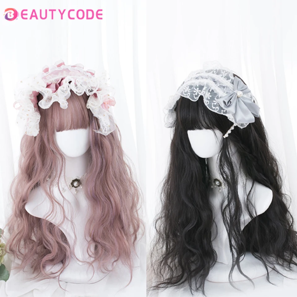 Krása Lolita Syntetické vlasové parochne pre ženy Dlhá vlna Blondínka Čierna ružová parochňa s ranami Cosplay Halloween High Temperture Vlákna