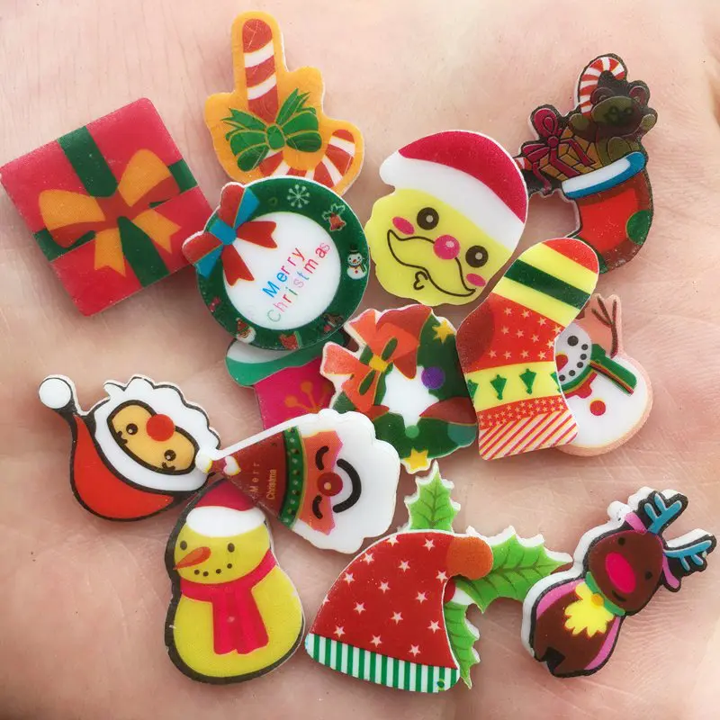 Krásna farebná mix Rôzne vianočné kombinácia plochý chrbát Akrylový plech Miniatúrny vzor Aplikácia DIY Scrapbook Domovod