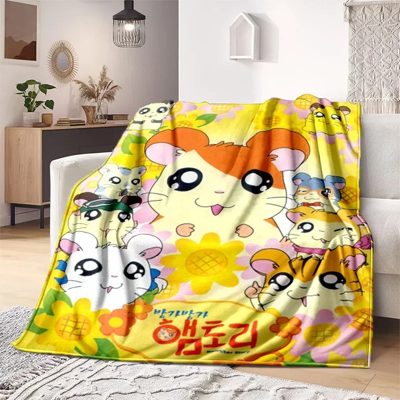 Krásna prikrývka myši karikatúra Hamtaro Soft Soft Household Detská prikrývka Detská tenká pohovka Splietka Teplá prikrývka pre celú sezónu