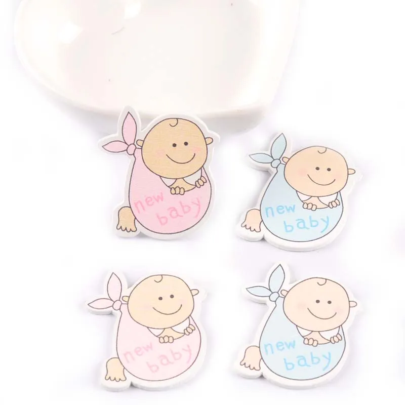 Krásne modré/ružové maľované drevené remeselné ozdoby ozdoby DIY pre scrapbooking nedokončené drevené drevené 30x33mm 20ks M0110