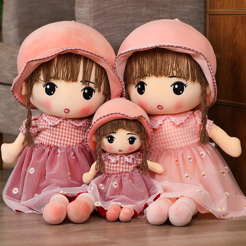 Krásne plyšové dievčatko hračky kawaii dievčenské bábiky s šatami plnené plyšové hračky pre svadobnú handru pre bábiku dieťa dieťa dieťa