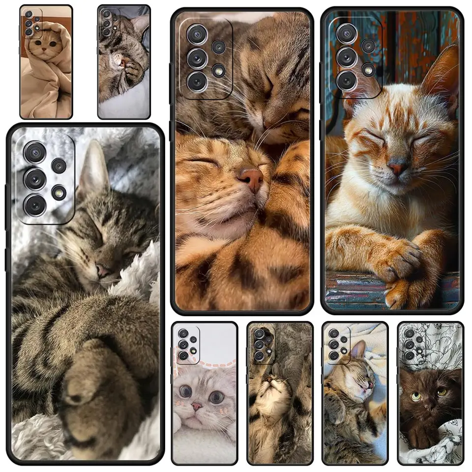 Krásne puzdro na spánkové mačiatko pre telefón Samsung Galaxy A35 A55 A15 A13 A51 A71 A41 A31 A21S A03S A05 A12 A23 A25 A33 A33 A53 A73 5G Cover Cover Cover