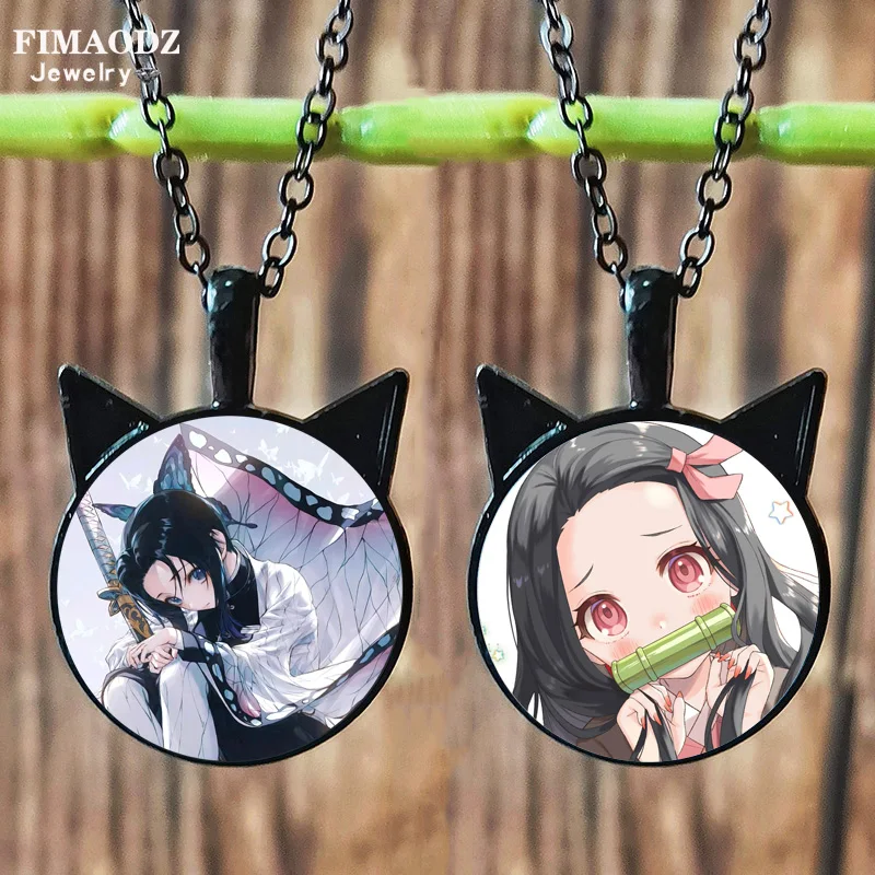 Krásny démon Slayer Nezuko Cosplay náhrdelník pre mužov Ženy Tanjirou Blade of Ghost Cat Uši prívesok módne anime šperky pár