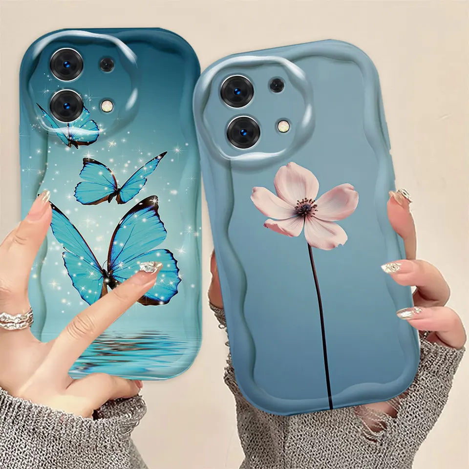 Krásny kvetinový motýľový kryt 3D vlny puzdro pre Redmi A1 A2 A3 K30 K40 K50 9T 9A 10 10C 12 12C 13C 14C Prípad fonda CAPA