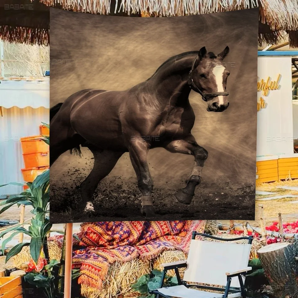 Krásny kôň kreslitá vlajka Art Art Science Room Home Decor Decor Wall zavesenie domáceho dekoru banner