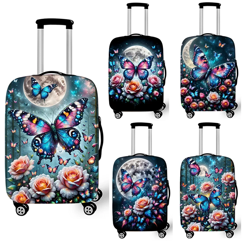Krásny motýľ Moon Moon Flower Print batožina kryt elastický kufr