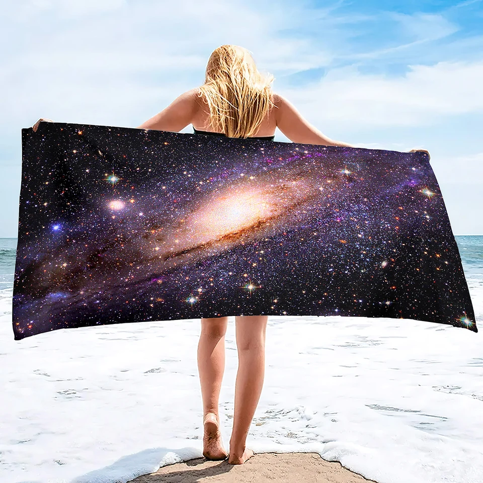 Krásny vesmírny galaxia hmloviny hviezdy plážový uterák na uterák Mikrovlákna Absorbent rýchly suchý plážový uterák s pieskom zadarmo pre deti