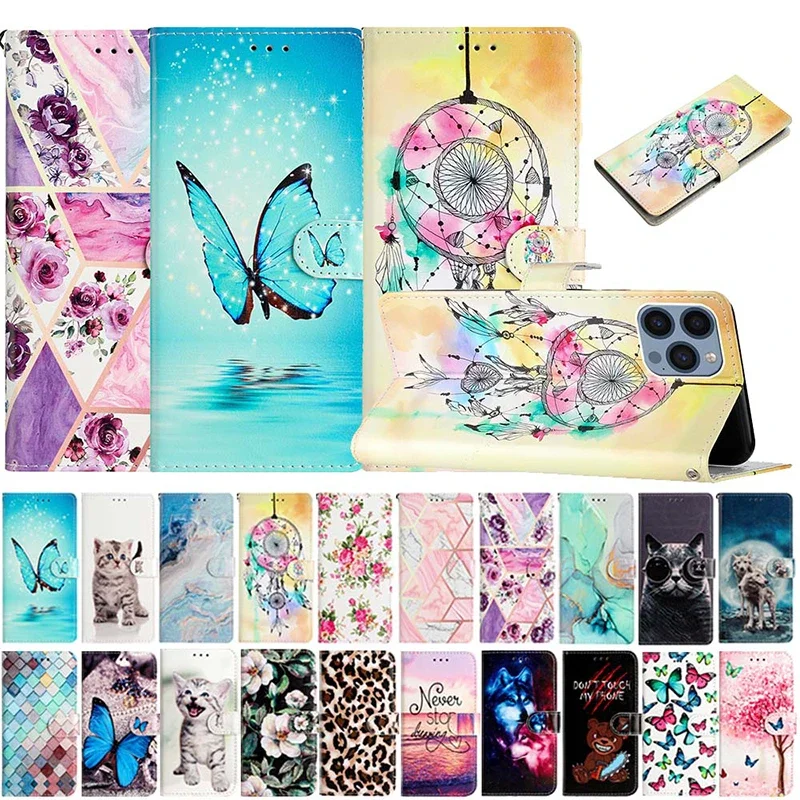 Krásny vzor peňaženky Flip pre Xiaomi 13 Pro 12 Lite Mi 11 Pro 12t 11t 10t Redmi Note 12 Pro Magnetickú koženú koženú kryt