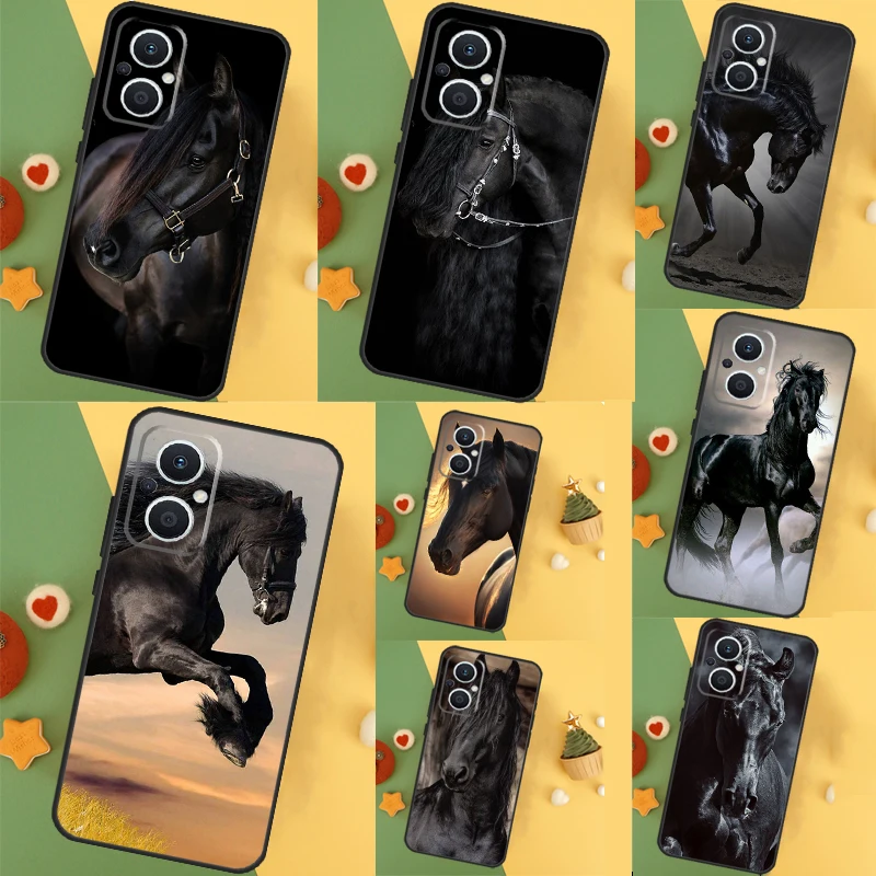 Krásny čierny konský puzdro pre Oppo Reno 8 7 6 5 4 Lite 10 Pro 11f 4Z 5Z 8T OPPO Nájdite x2 x3 x5 lite x6 Pro Cover
