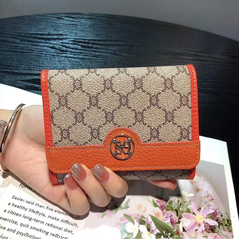 Krátke pravé kravské kožené peňaženky ženské držiaky kariet PVC Cowhide Držiteľ veľkej kapacity malá kabelka Brand Luxury Money Clip 7z