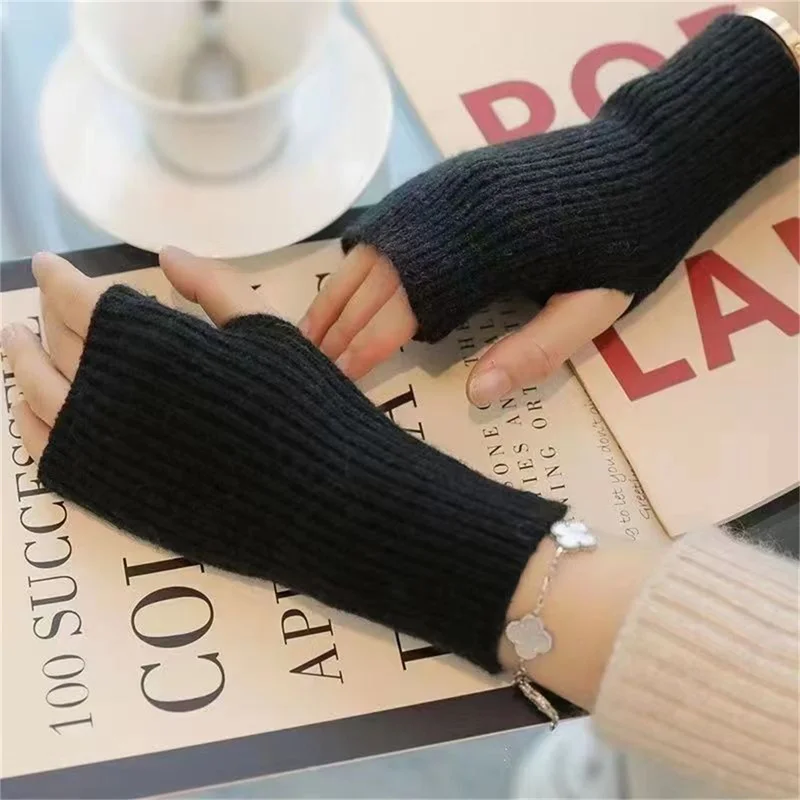 Krátke rukavice bez prstov Dámske rukavica Dámske zimné teplé pletené rukávy Rukáv jemné neformálne dievčatá Goth Goth Clothes Punk Gothic Gloves