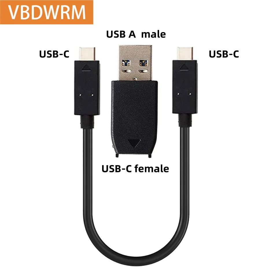 Krátky kábel typu C USB 3.1 Gen.2 10g Hybridný kábel 2-v-1 s USB adaptérom pre prenosný laptop SSD MAC pre prenosný adaptér SSD