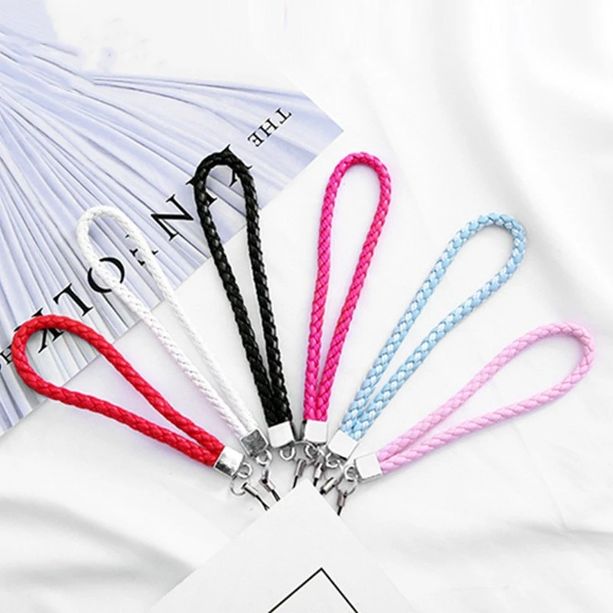 Krátky spletený telefón šnúrka na zápästie remienok roztomilé lano pre iPhone huawei redmi xiaomi Samsung Camera GoPro String Telefón Braid Strip