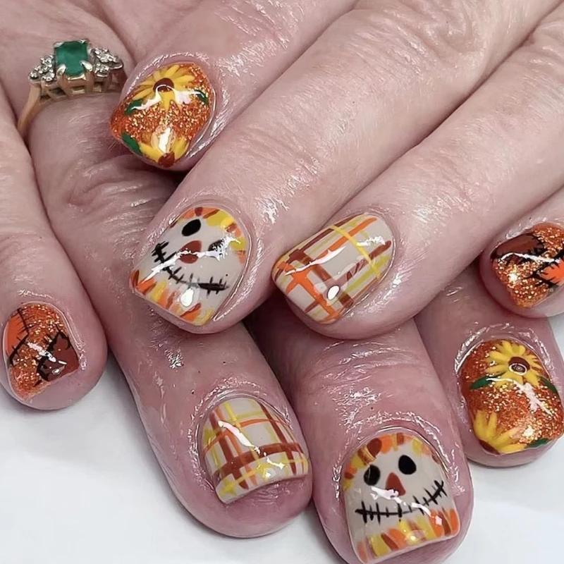 Krátky štvorcový lis na False Nails Clown Press na jeseň téma pre ženy Drop Shipping