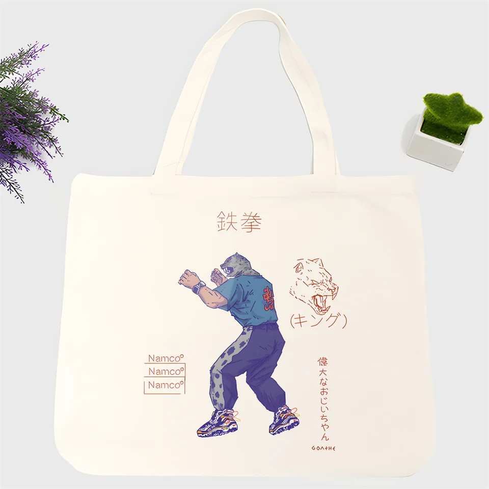 Kráľ Tekken nakupujúci tlač Kawaii Bag Harajuku Ženy nákupné taška plátno nakupujúce dievča