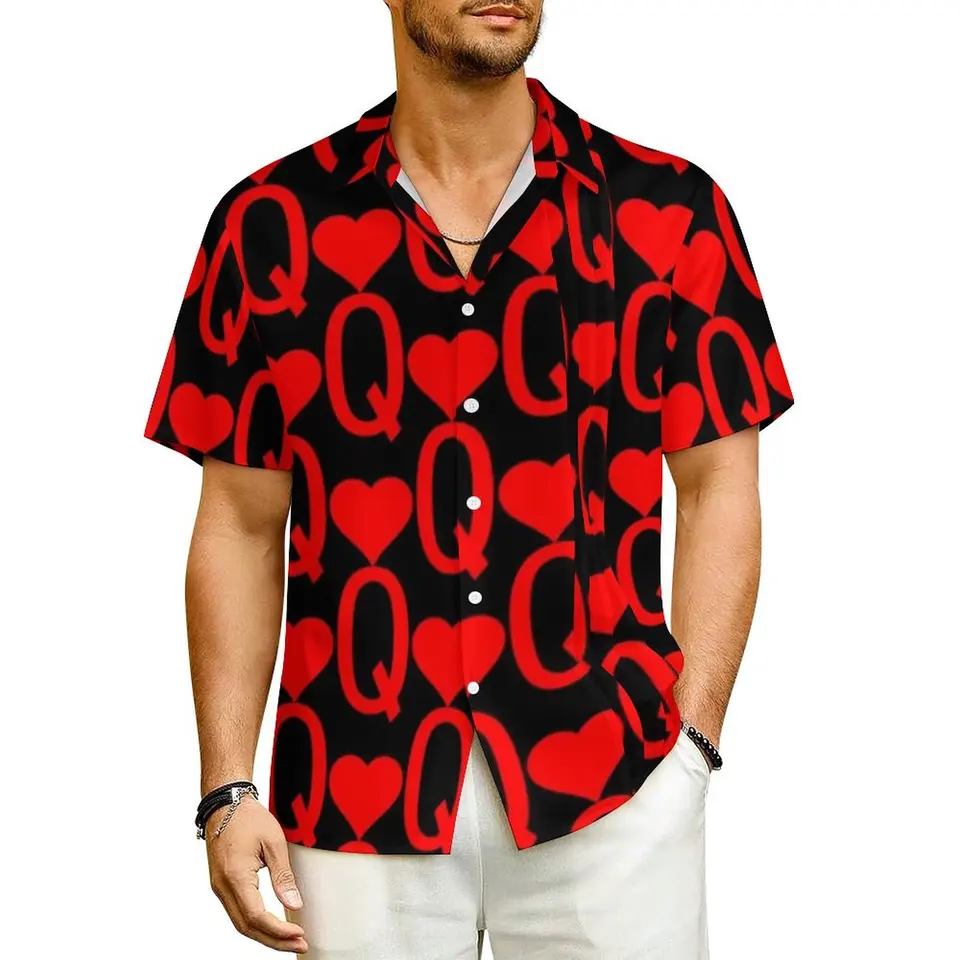 Kráľovná sŕdc Beach košeľa Man Century Gothic Print Vintage Casual Tirls Hawaiian s krátkym rukávom Harajuku nadmerne nadmerne blúzky darček