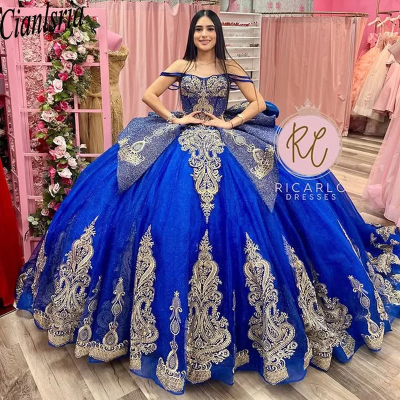 Kráľovská modrá princezná quinceanera šaty na 15 rokov ručne vyrábaná 3d kvetinová loptová šaty narodeninové oslavy šaty Vestidos de 15 prispôsobené