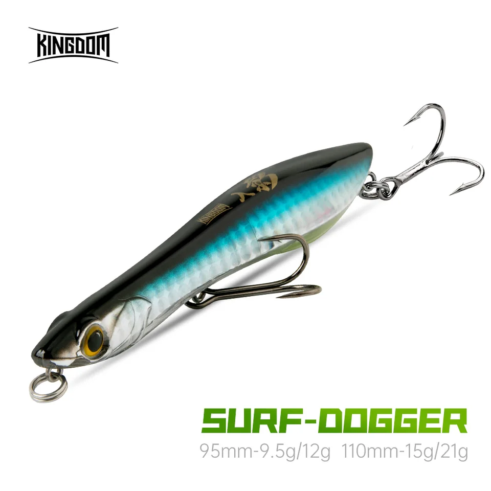 Kráľovstvo 95 mm 110 mm Surf-Dogger Rybárske návnady plávajúce potápajúce sa Wobblers ceruzka Tvrdé návnady Dlhé odlievanie Popper Náza plavky