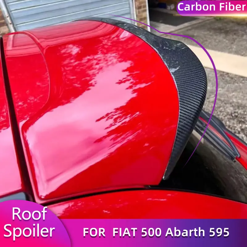 Krídla Spoilerov zadných strešných spojlerov s úplným uhlíkom pre Fiat 500 ABARTH 595 2010-2020 pretekársky spoiler Highkick Roof Wing Lip FRP