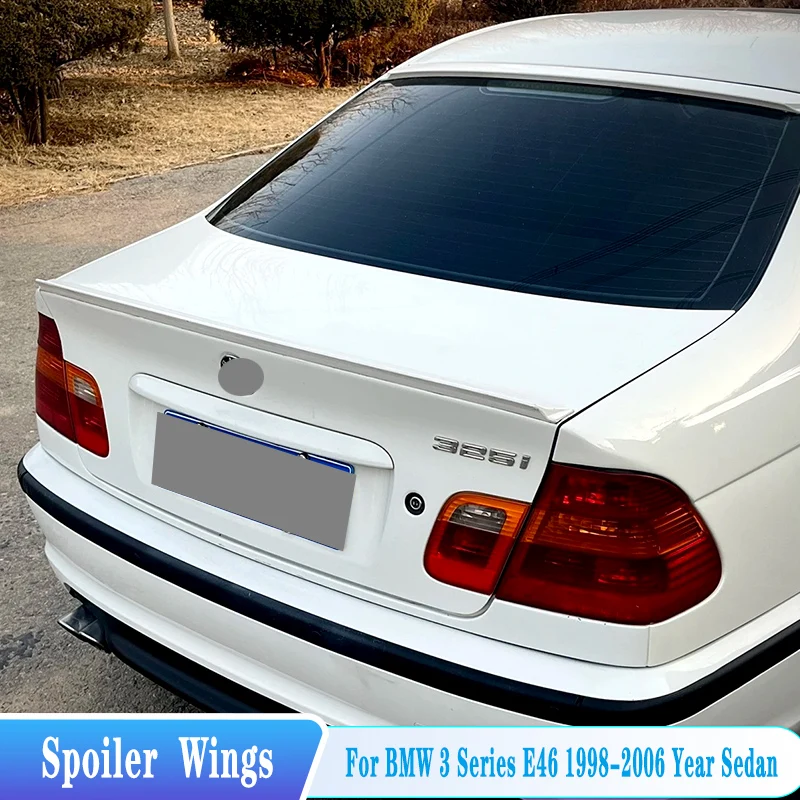 Krídla spojlera automobilov pre BMW 3 Series E46 M3 Sedan 1998-2006 Zadný kmeňa veka SPOILER ABS PLASTNÉ ČIERNE ladenie Kit