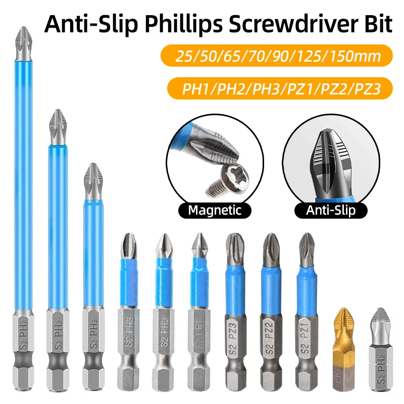 Krížová hlava Anti-Stric Screwdriver Bits Phillips Drill Driver Magnetic 1/4 