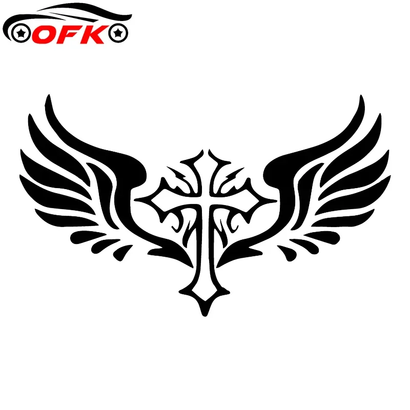 Krížové krídla zadné čelné sklo vinylové obtisky dekorácie nálepky na auto 18.1x10,8 cm