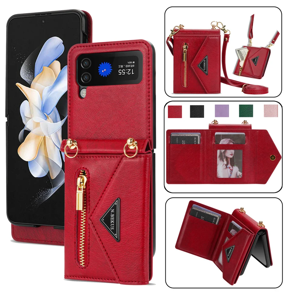 Krížové puzdro na peňaženku pre Crossbody pre Samsung Galaxy Z Flip 6 5 4 3 5G flip4 flip5 karta