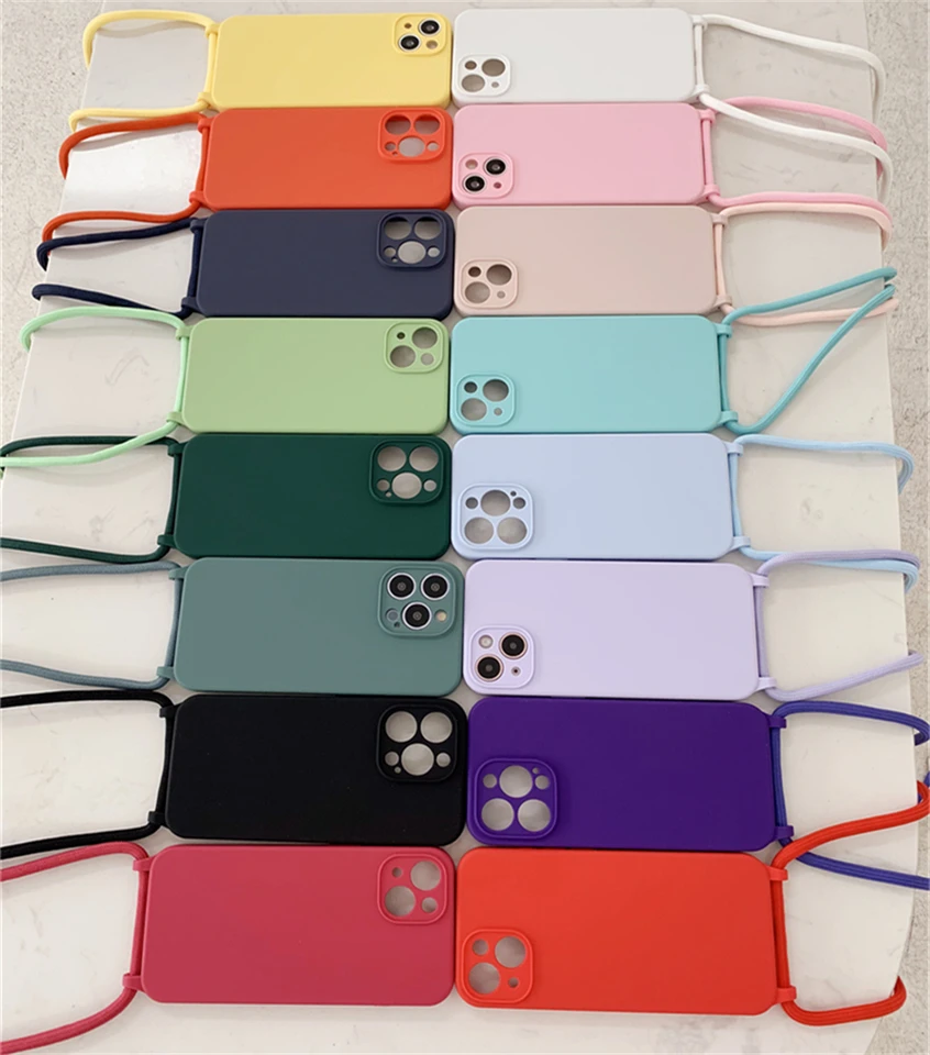 Krížový náhrdelník na šnúrka šnúrky na šnúru kvapalina pre iPhone 16 15 11 11 12 14 Pro Max xs xr x 8 7.Plus mäkký candy Cover Cover