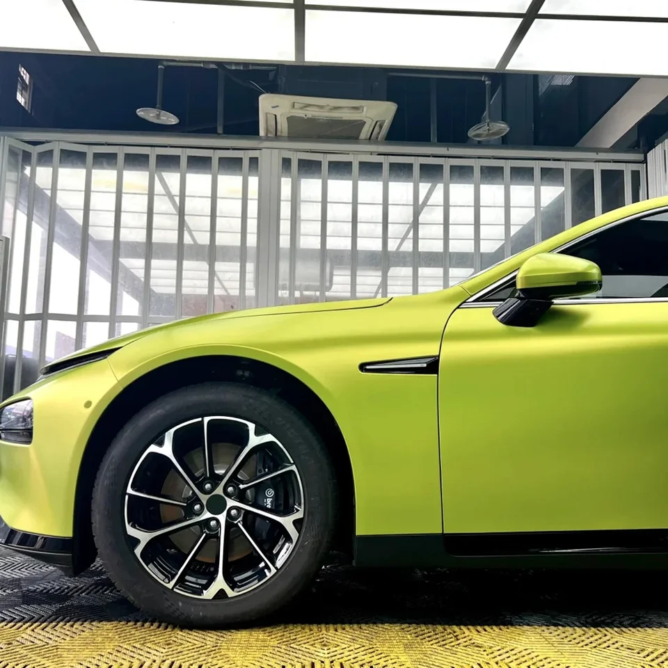 KSTicker Car Wrap Vinyl Film Matte Metallic Citrón Zelený odolný základný kryt Auto Premium Plné čiastočné doplnky na zabalenie tela