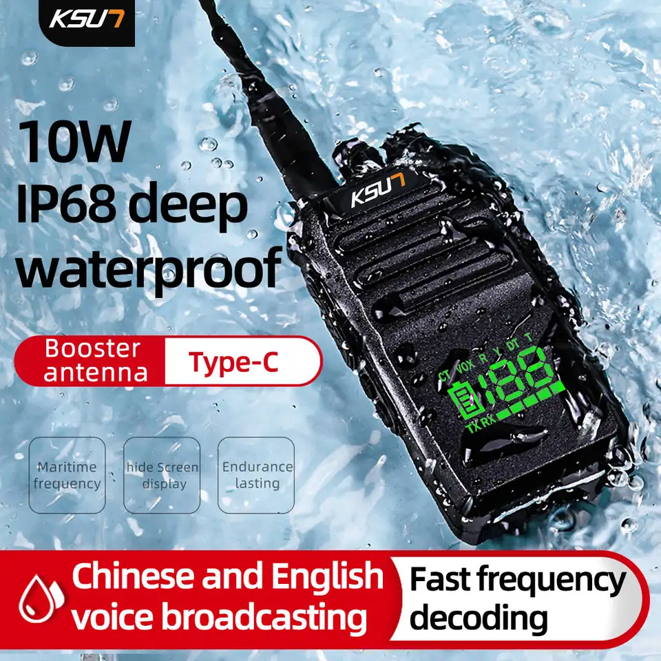 KSUT P88 10W Amatérsky rádiový prijímač Station Walkie Talkie Long Range Profesionálny nepremokavý vodotesný VHF Loď kajaky morské rádiá