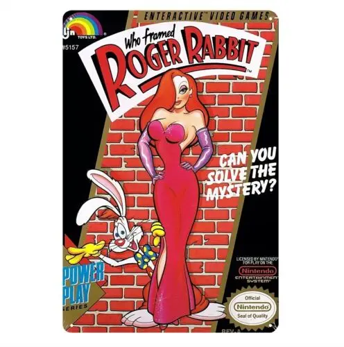 Ktorý zarámoval Roger Rabbit N Videohra kovová plagátová cínová značka 20*30 cm