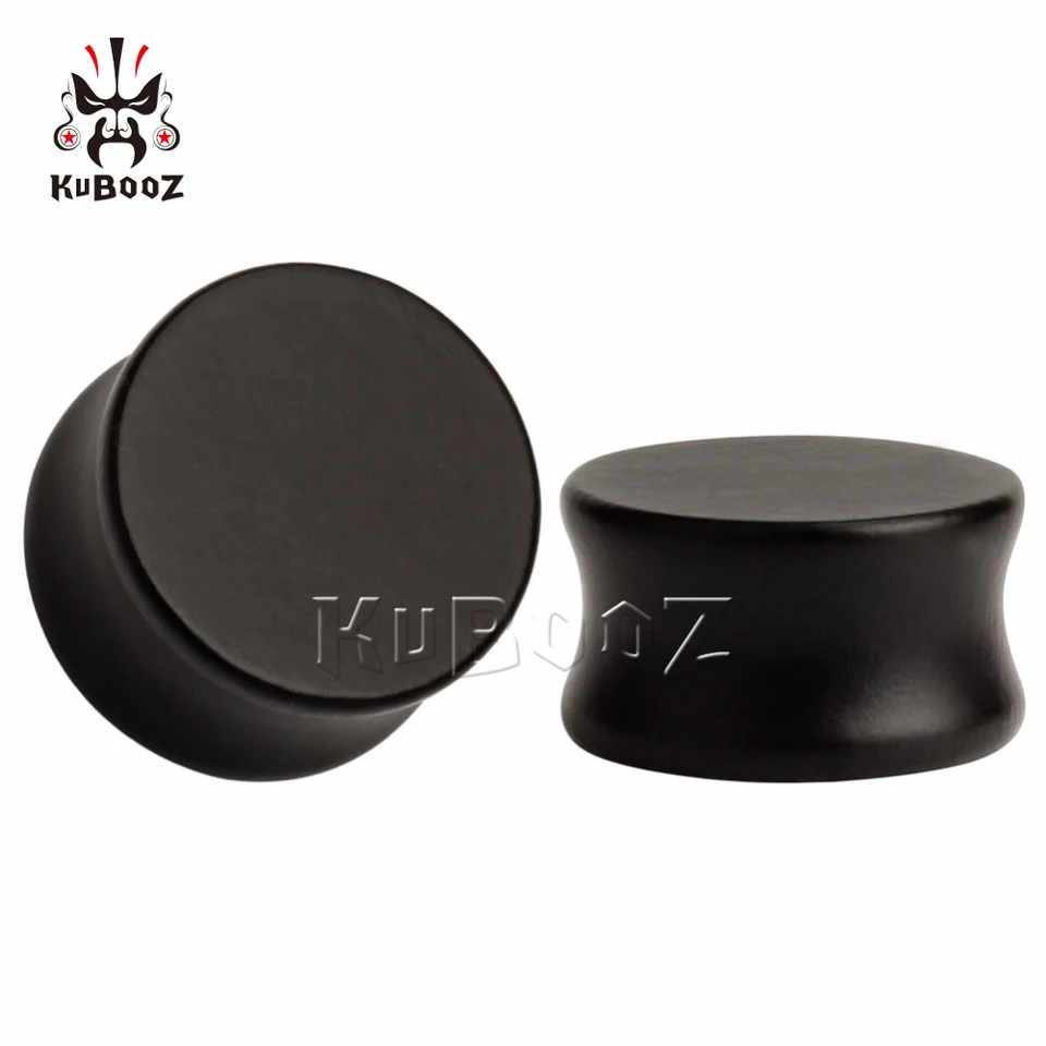 Kubooz drevené čierne čierne plné uši zátky náušnice tunely Piercing Body Jewelry Expander Nosety 8 mm do 50 mm 2ks