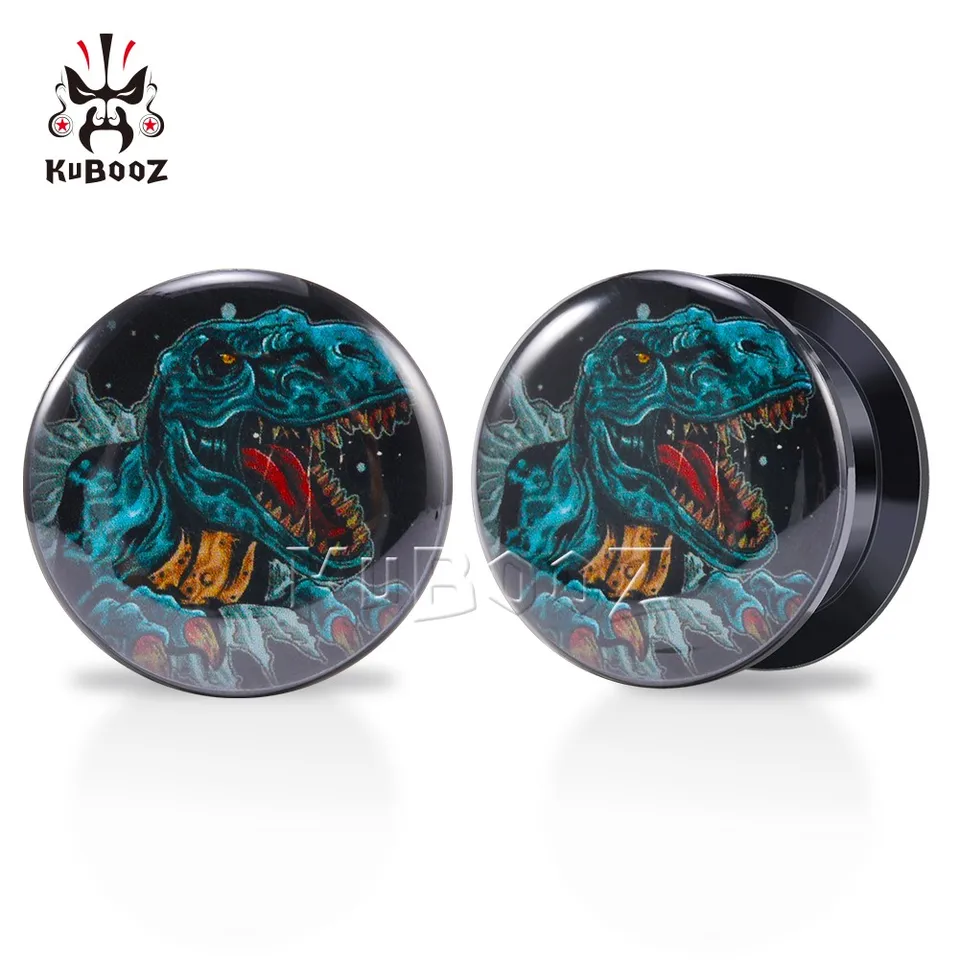 Kubooz Trend akrylový tyrannosaurus rex uši tunely zátky náušnice Piercing meradlá telesné šperky Expandéry 6-30 mm 2ks