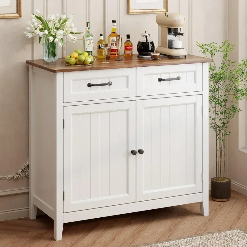 Kuchynská doska Buffet Cabinet, 32 'H Veľká kuchynská úložná časť a nastaviteľná polica, moderná kaviareň Console Skrint