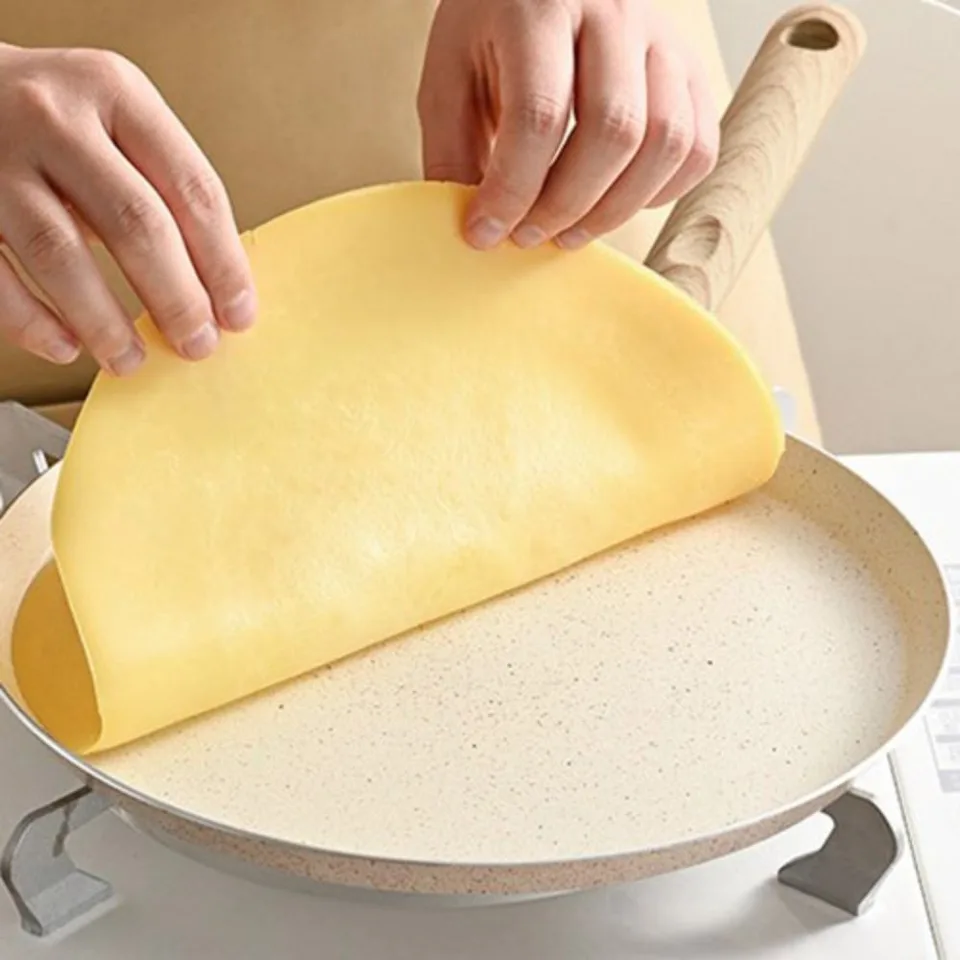 Kuchynské náradie Neprežiadavá krepová palacinová panvica 6/8/10 palca hliníkové vyprážanie panvice béžová drevená rukoväť Omelet Pan Pan Induction Cooker
