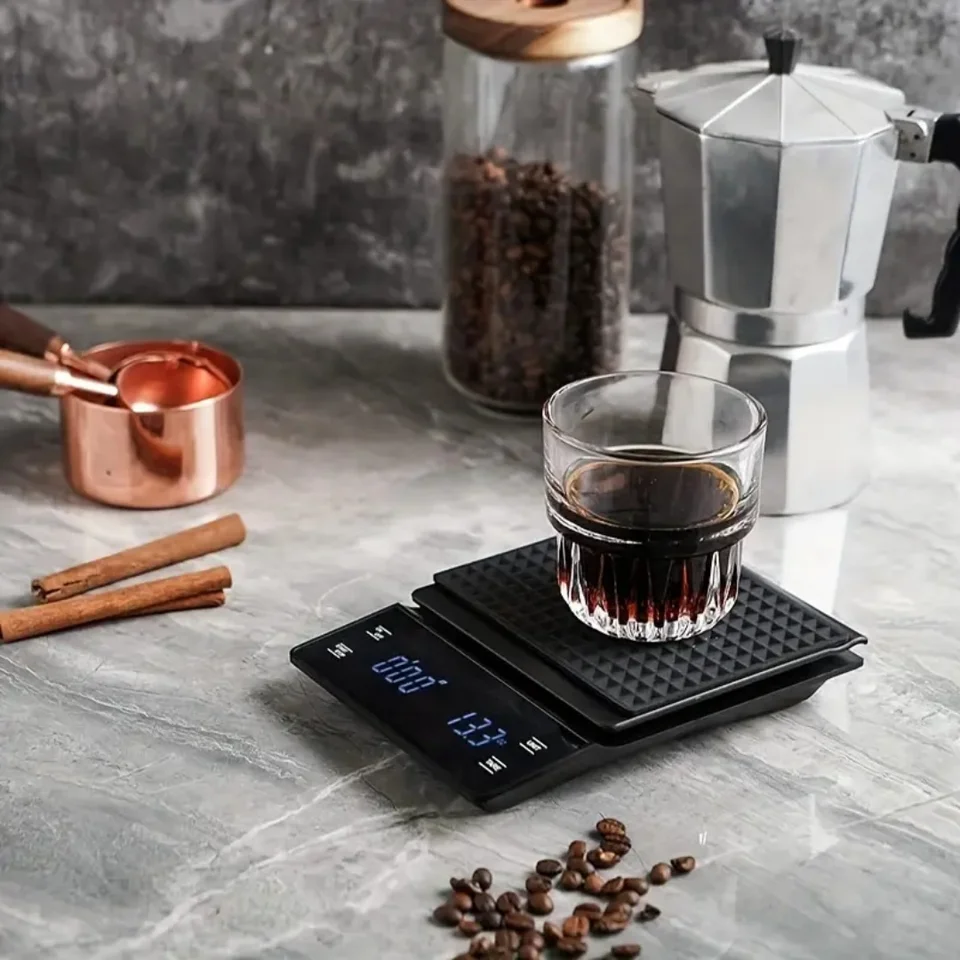 Kuchynské náradie Stupnica kávy s časovačom Digitálna multifunkčná vážna stupnica 3 kg/0,1 g Nalejte na LCD displej s kvapkaním espresso stupnice LCD