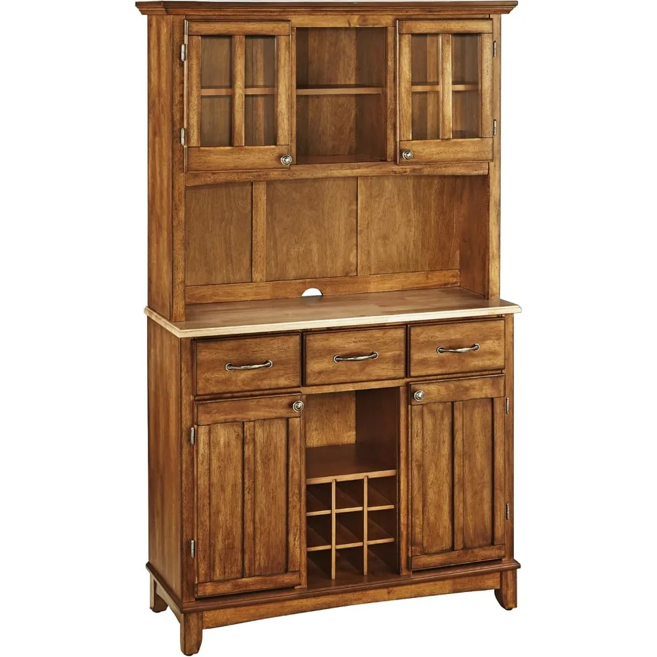 Kuchynské skrinky Domáce štýly bufetu bufetov Cottage Oak Server s prírodným drevom, tri úžitkové zásuvky, dve dvere Hutch,