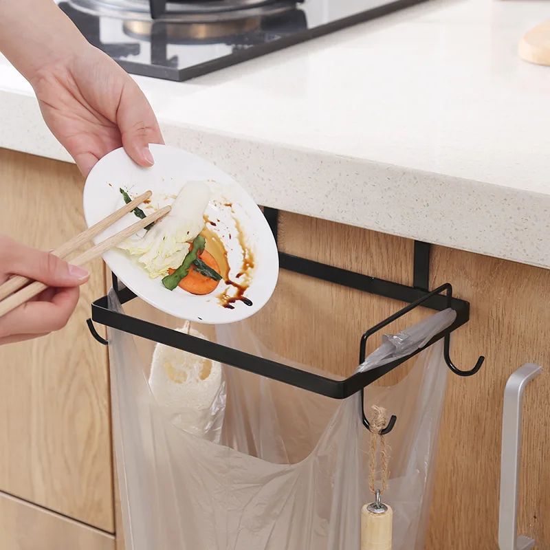 Kuchynský vreckový držiak na vrecko Iron Hanger Metal Trash Rack skriňa dvere zadné zavesenie kuchynského skladovacieho koša stojanové príslušenstvo náradie