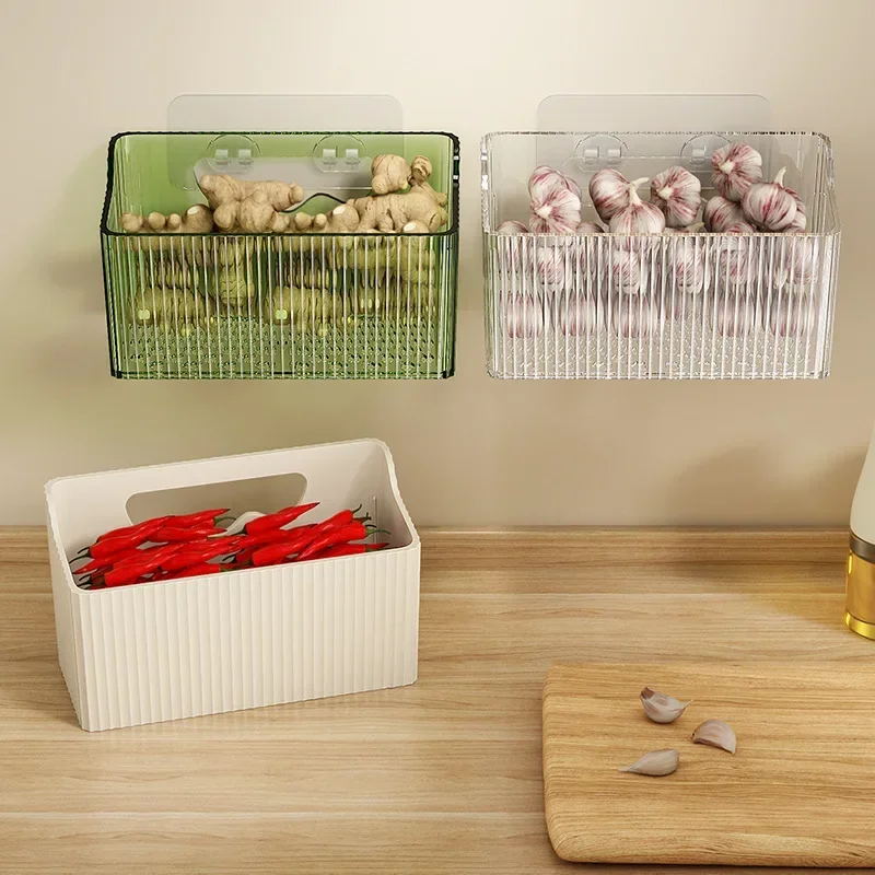 Kuchynský zázvor cesnakový úložný kôš Storage Storage Závesný kôš zázvorový stenu zavesenie koša skladovacia skrinka kuchyňa Accessoires Organizátor