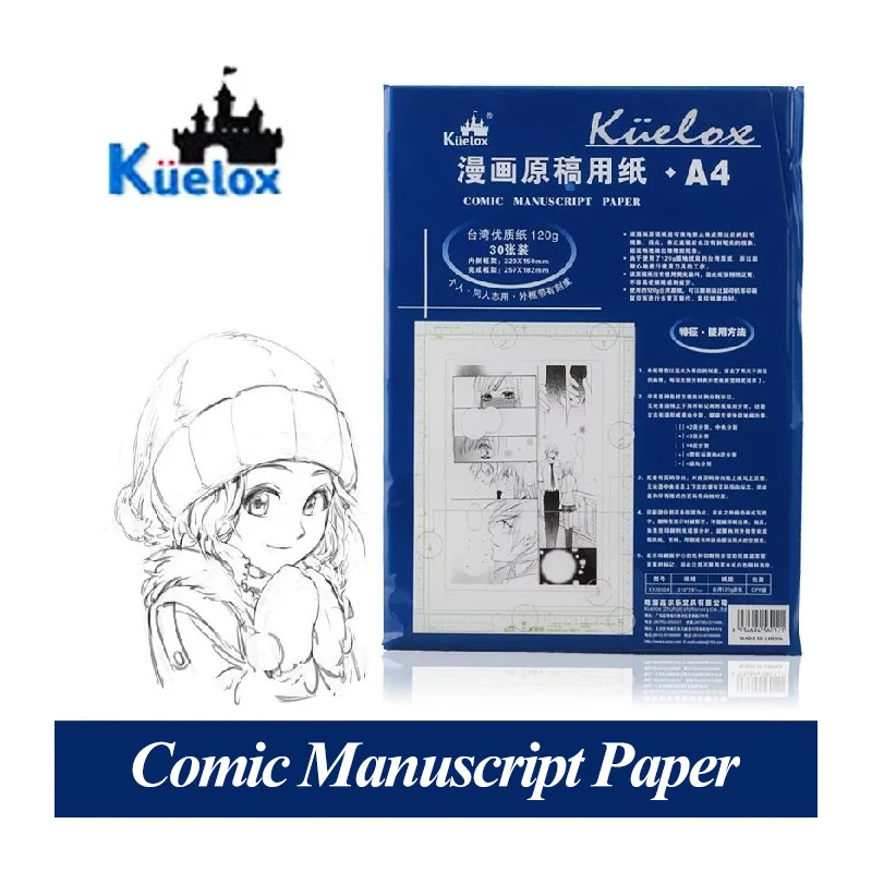 Kuelox komiksový rukopis papier A4/A3 Draft Children Art Ilustrácie biele ručne maľované rukopisy sfarbenie knihy