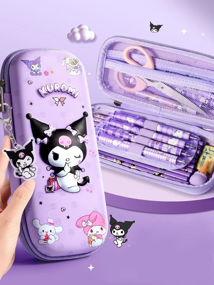 Kulomi Pen Bag Kawaii Girl Študentka vysoká úroveň vzhľadu veľká kapacita Cencil Creast Creaty 3D kancelárska taška Školský darček nový darček