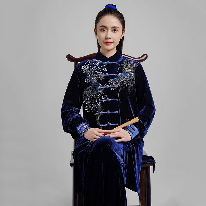 Kun Master zahusťuje Velvet Taichi Uniforma Elegantné zimné bojové umenia výšivok kung fu oblečenie taiji pre ženy
