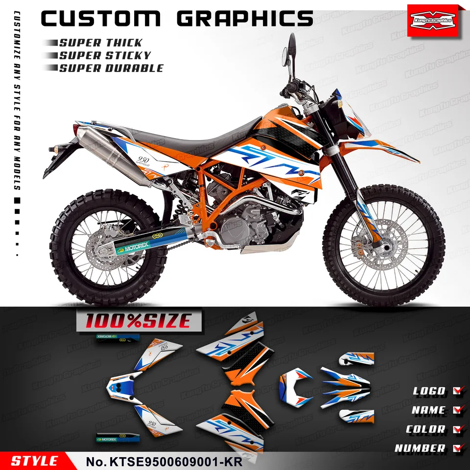 Kungfu Graphics Custom Sticker Decal Kit pre KTM 950 Super Enduro 2006 2007 2008 2009, KTSE9500609001-KR