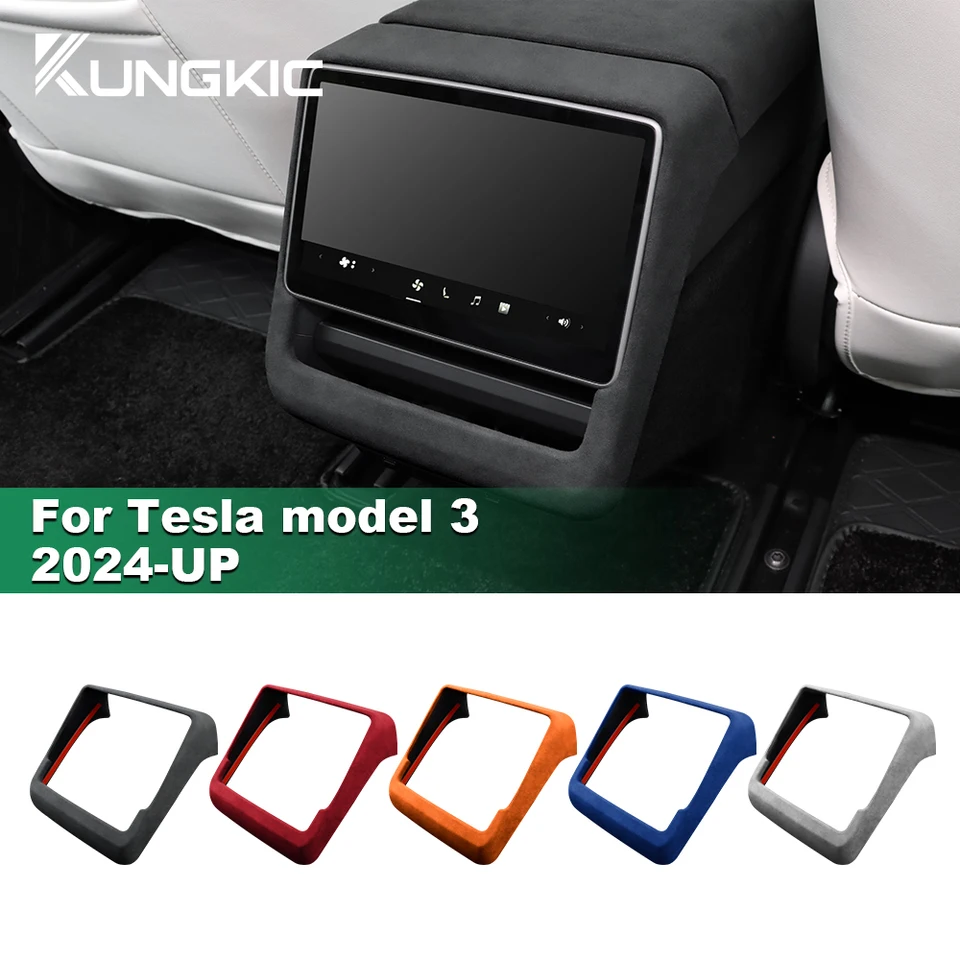 Kungkic taliansky horný semiš pre Tesla Model 3 Highland 2024-Up Zadná obrazovka kryt kryt proti štrbinovej výbave Interiérové ​​vozidlá