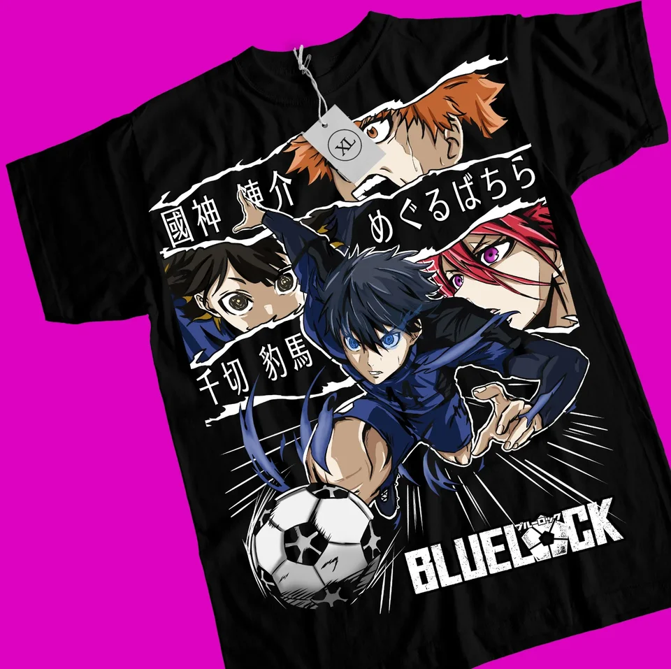 Kunigami rin itoshi barou shouei meguru bachira košeľa celá veľkosť modrého zámku tričko