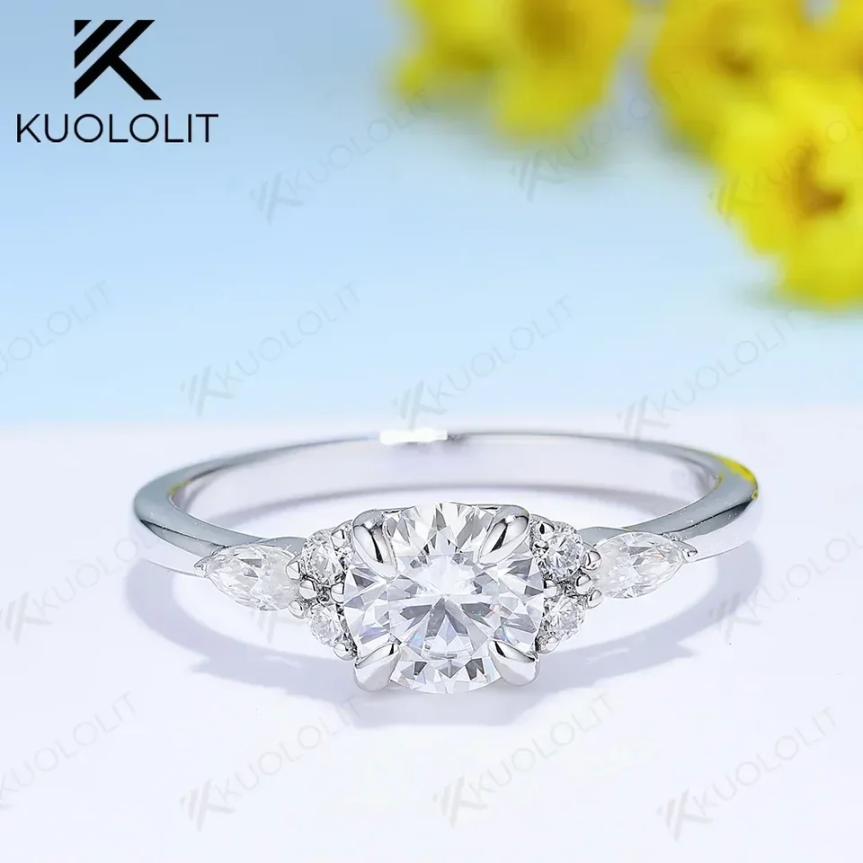 Kuololit 1ct 2ct Moissanit Rings for Women 925 Sliver Sterling White Gold Marquise Cut na výročie svadobný zásnubný darček